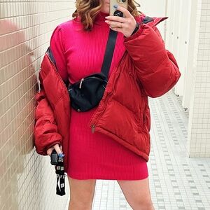 Hot Pink Knit Sweater Dress